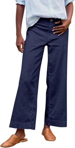 Linen Pants for Women, Linen Women's Straight Leg Casual Pants Peasant Summer