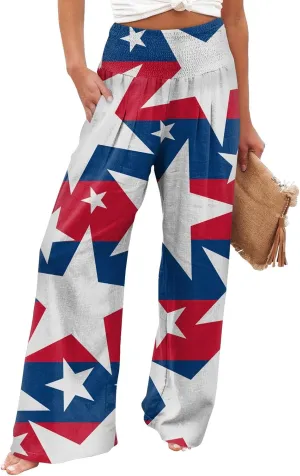 Linen Pants for Women,4th of July Pants Elastic Waist Wide Leg Womens Sweatpants Flowy 2025 Summer Independence Day