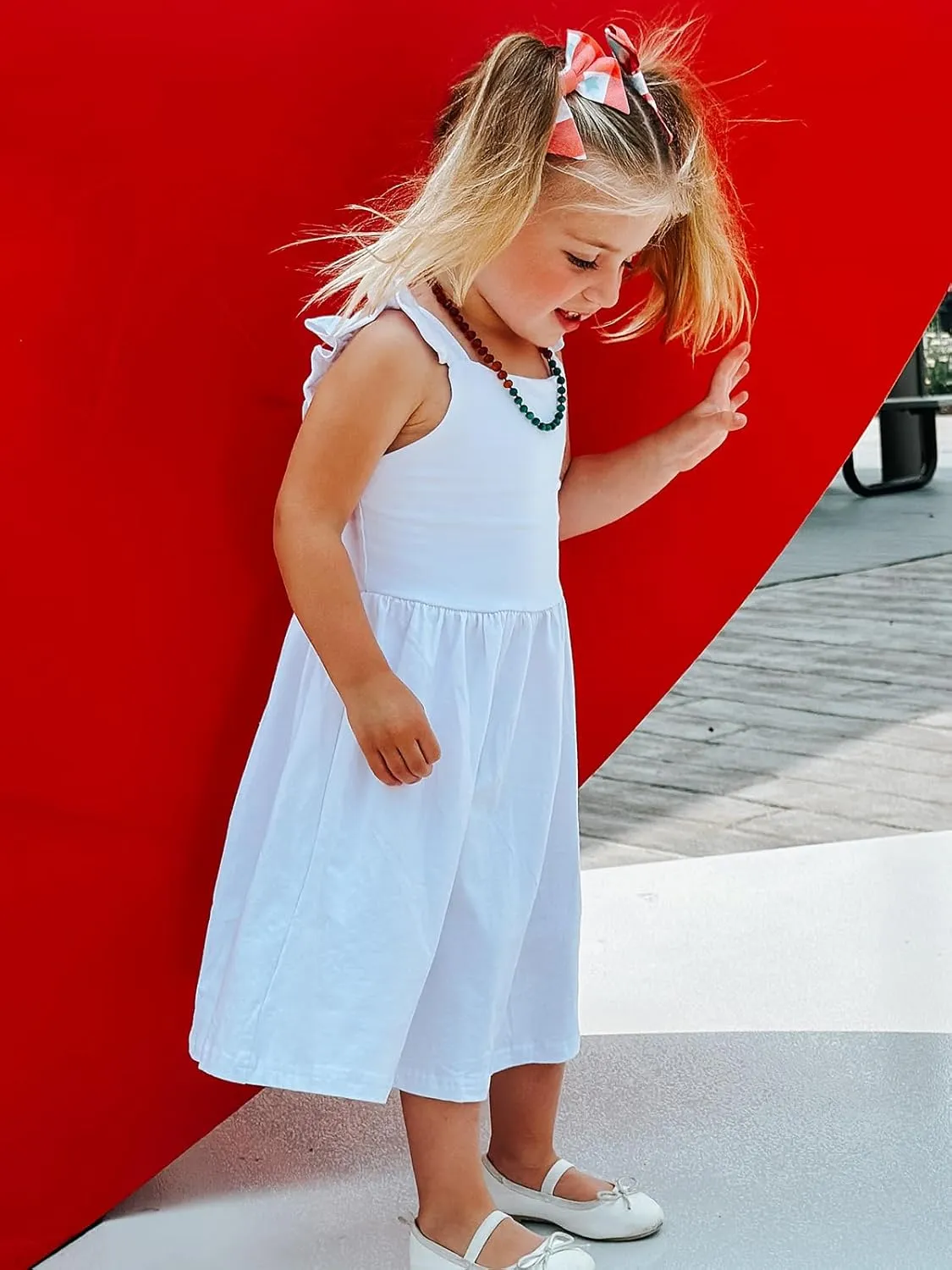 Little Girls Tie Back Dress Kids Vintage Sundress Casual Sleeveless Dresses 3-7 Years
