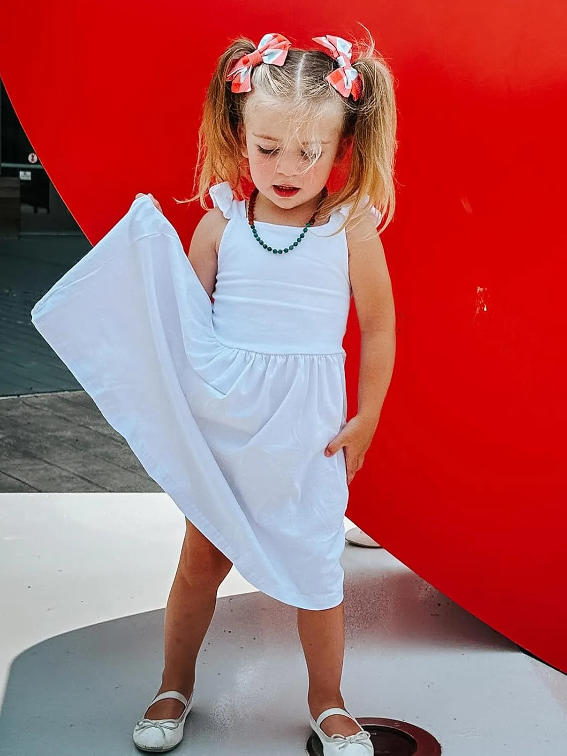 Little Girls Tie Back Dress Kids Vintage Sundress Casual Sleeveless Dresses 3-7 Years