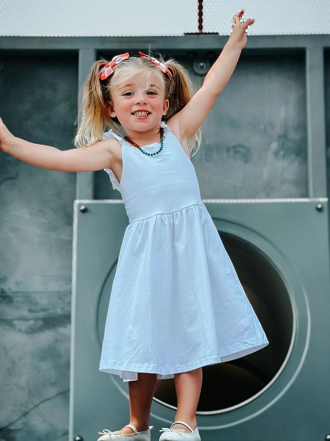 Little Girls Tie Back Dress Kids Vintage Sundress Casual Sleeveless Dresses 3-7 Years