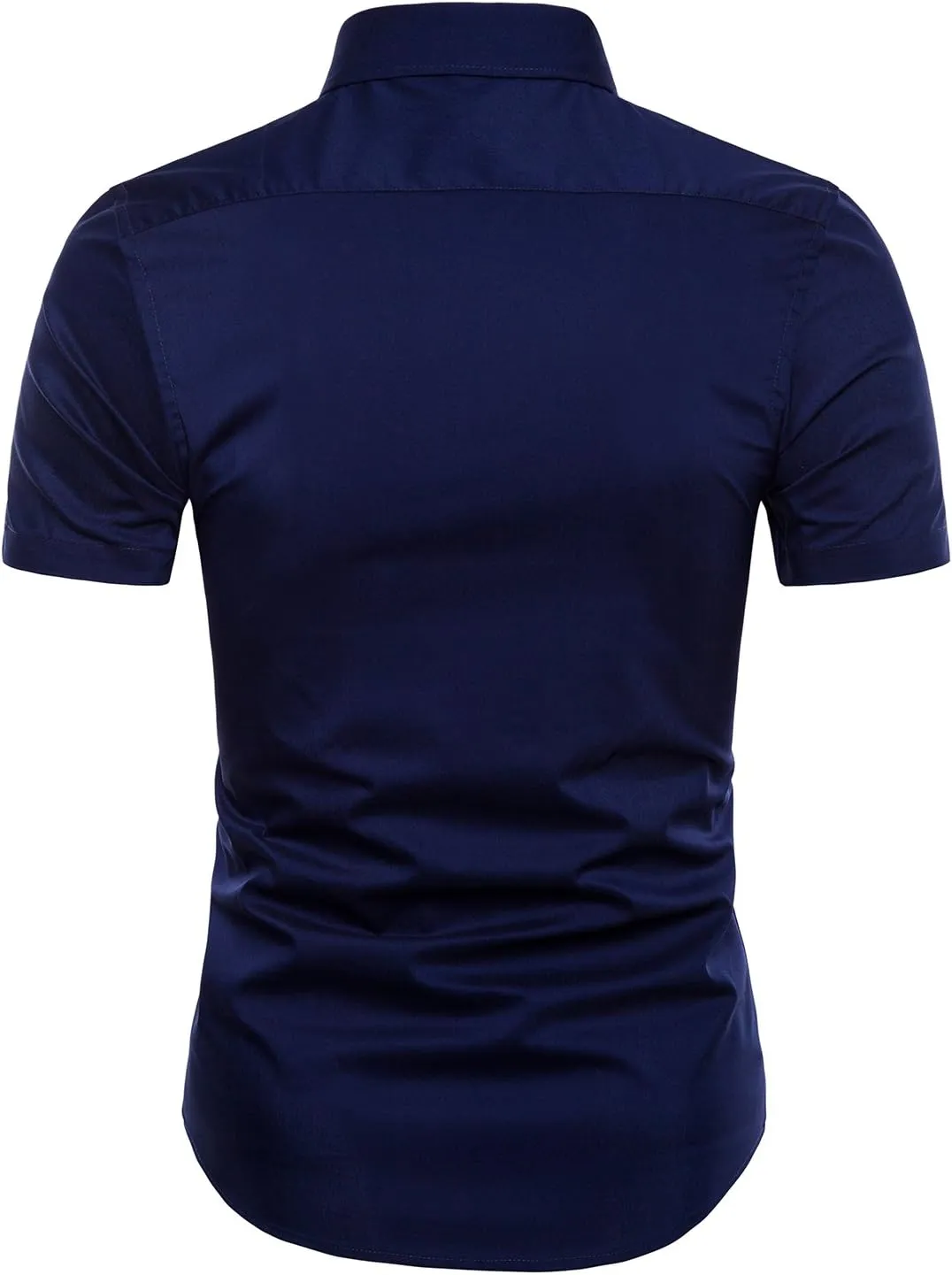 LOCALMODE Men's Regular Fit Cotton Business Casual Shirt Solid Short Sleeve Button Down Dress Shirts