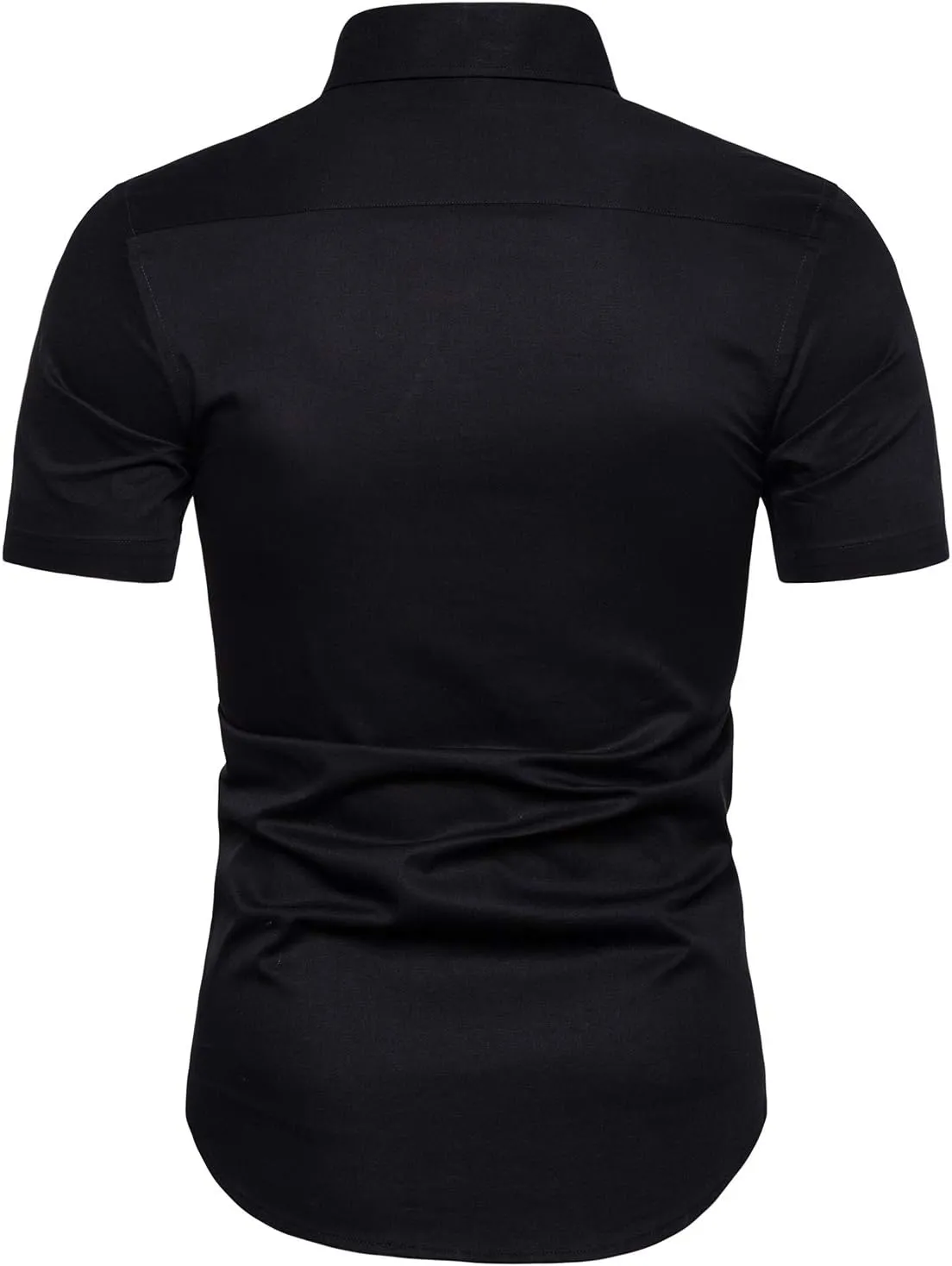 LOCALMODE Men's Regular Fit Cotton Business Casual Shirt Solid Short Sleeve Button Down Dress Shirts