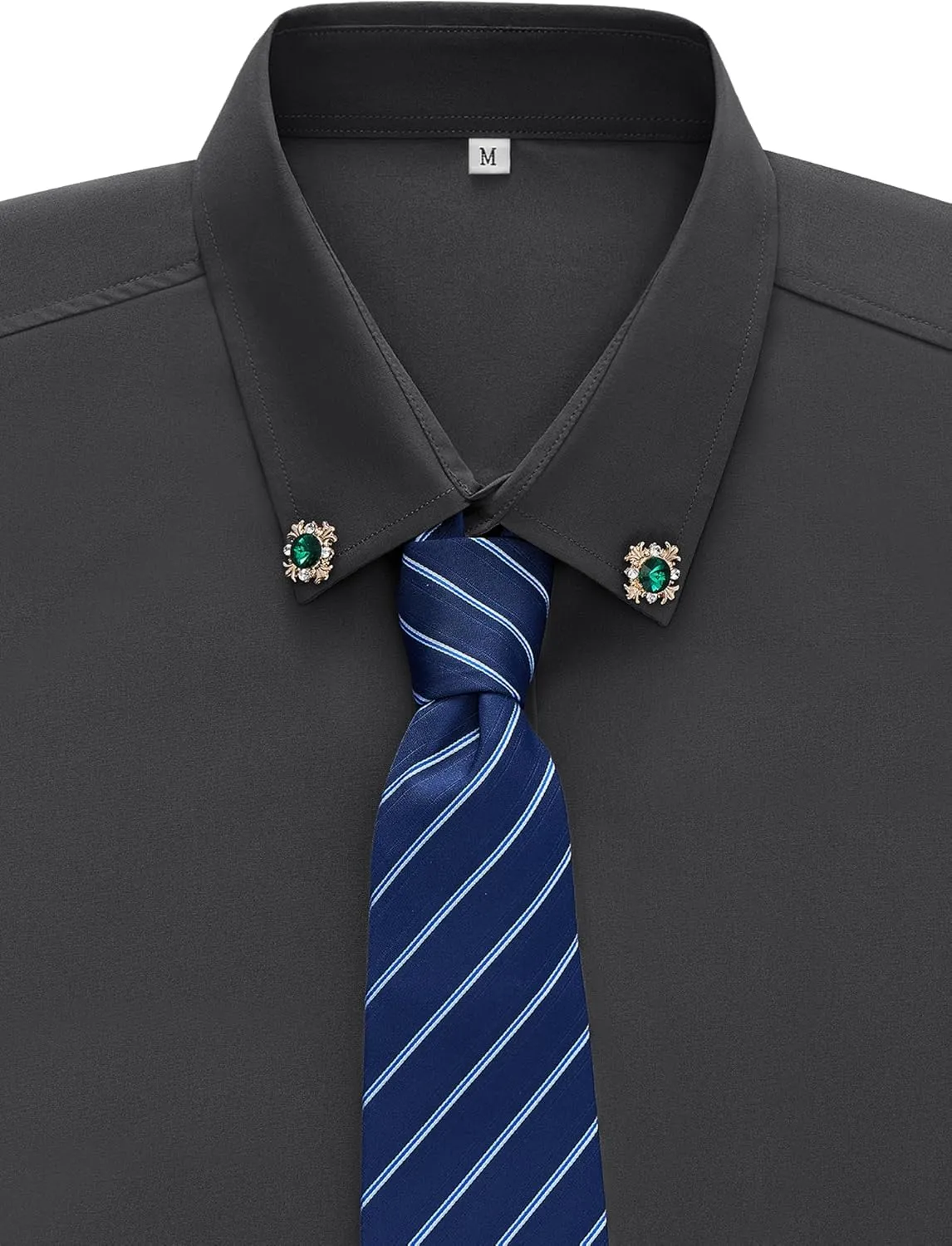 MAGE MALE Men's Dress Shirts Solid Long Sleeve Stretch Wrinkle-Free Formal Shirt Business Casual Button Down Tops