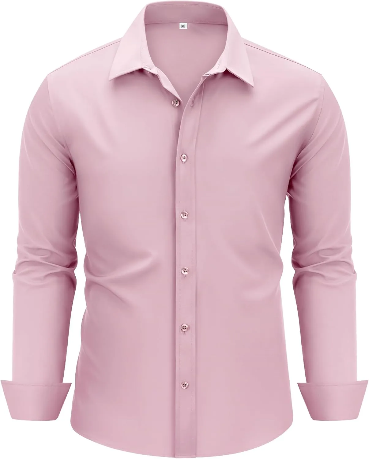MAGE MALE Men's Dress Shirts Solid Long Sleeve Stretch Wrinkle-Free Formal Shirt Business Casual Button Down Tops