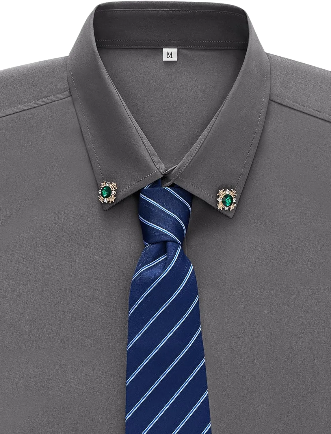 MAGE MALE Men's Dress Shirts Solid Long Sleeve Stretch Wrinkle-Free Formal Shirt Business Casual Button Down Tops