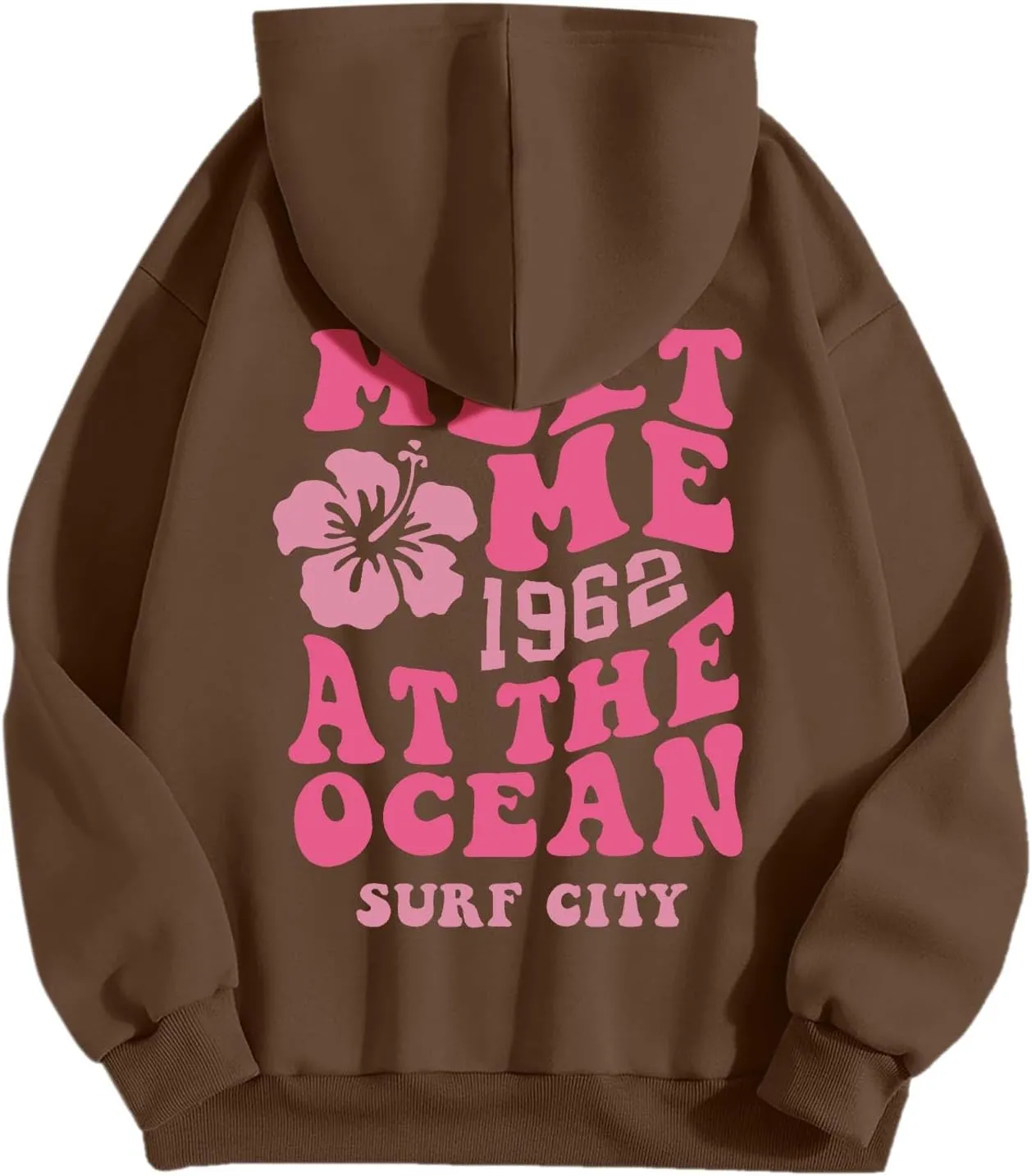 Meet Me At The Ocean Hoodies For Women Long Sleeve Hooded Sweatshirts With Pocket Drawstring Pullover Top Fall, Large