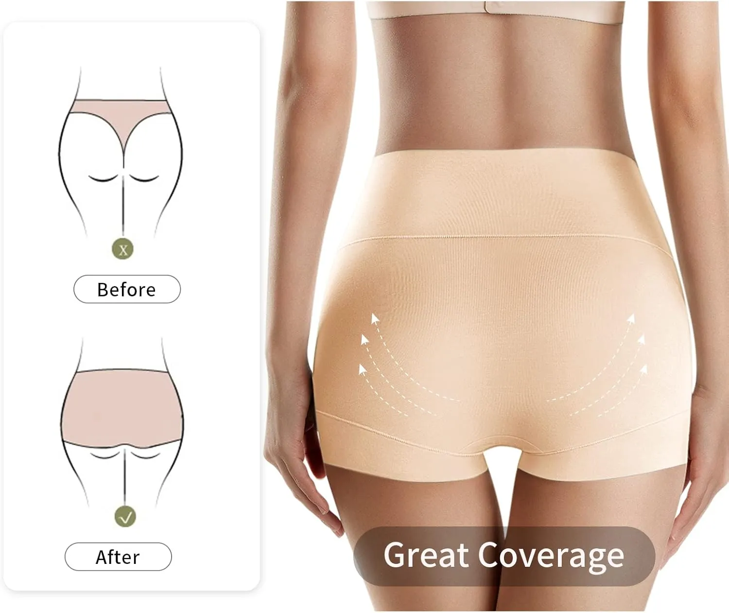 MEIYATING Boy Shorts Underwear for Women High Waisted Cotton Panties Stretch Briefs 4 Pack