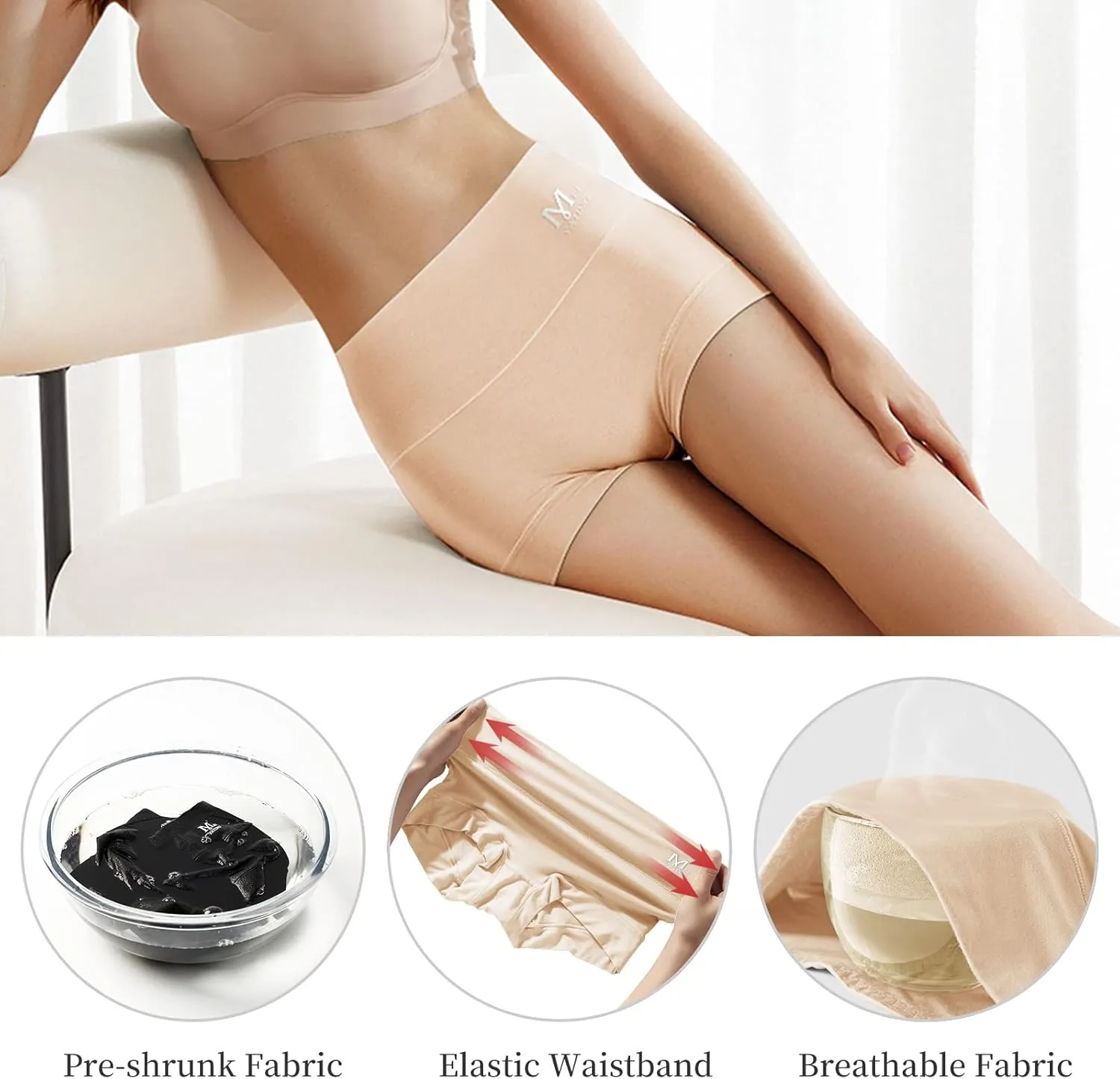 MEIYATING Boy Shorts Underwear for Women High Waisted Cotton Panties Stretch Briefs 4 Pack