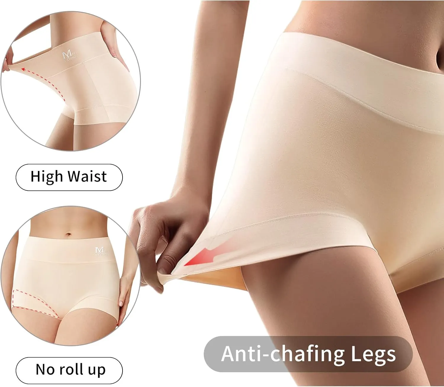 MEIYATING Boy Shorts Underwear for Women High Waisted Cotton Panties Stretch Briefs 4 Pack