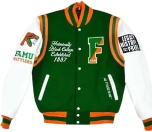 Men Florida A&M Wool Varsity jacket | University Motto 2.0 Letterman Jacket | Florida Leather Sleeve Bomber Jacket