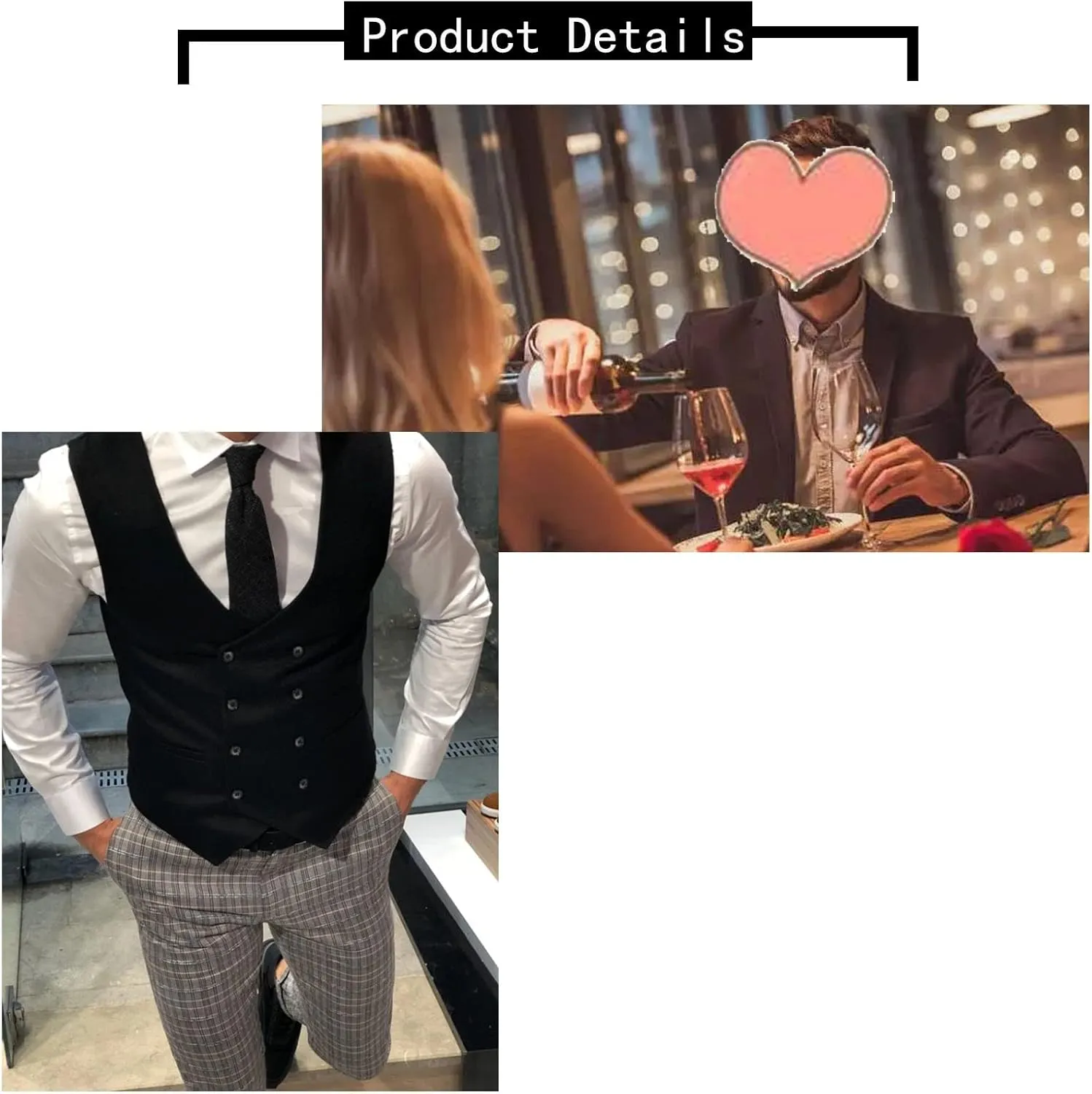 Men Suit Vest,Retro U Neck Double-Breasted Warm Business Waistcoat Casual Wear,Male Gentleman,for Suit,Tuxedo,Wedding (Color : Green, Size : XX-Large)