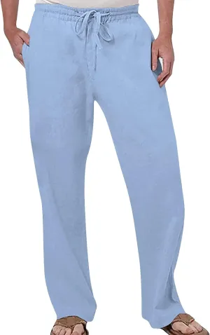 Mens Casual Pants Lightweight Solid Color Linen Trousers Lounge Classic Fit Hiking Outdoor Joggers Chino Pants Slim Fit Mens Ice Skating Tights