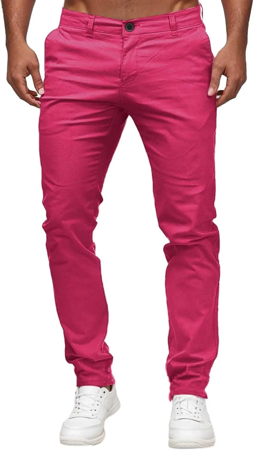 Mens Chinos Dress Pants Slim Fit Skinny Stretch Casual Pants Lightweight Comfy Hiking Travel Slacks Trousers 2024