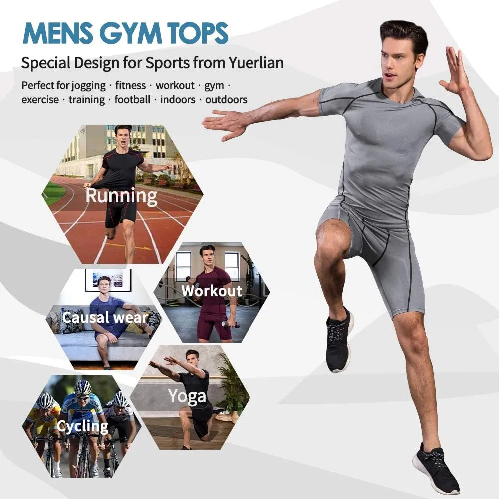 Men's Compression Shirts Short Sleeve Athletic Compression Tops Cool Dry Workout T Shirt Sports Base Layer Undershirt
