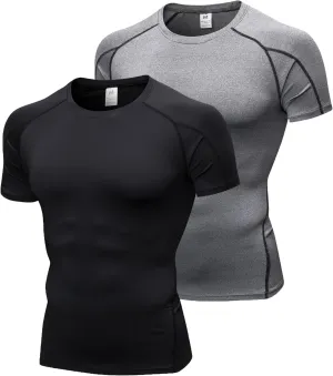 Men's Compression Shirts Short Sleeve Athletic Compression Tops Cool Dry Workout T Shirt Sports Base Layer Undershirt