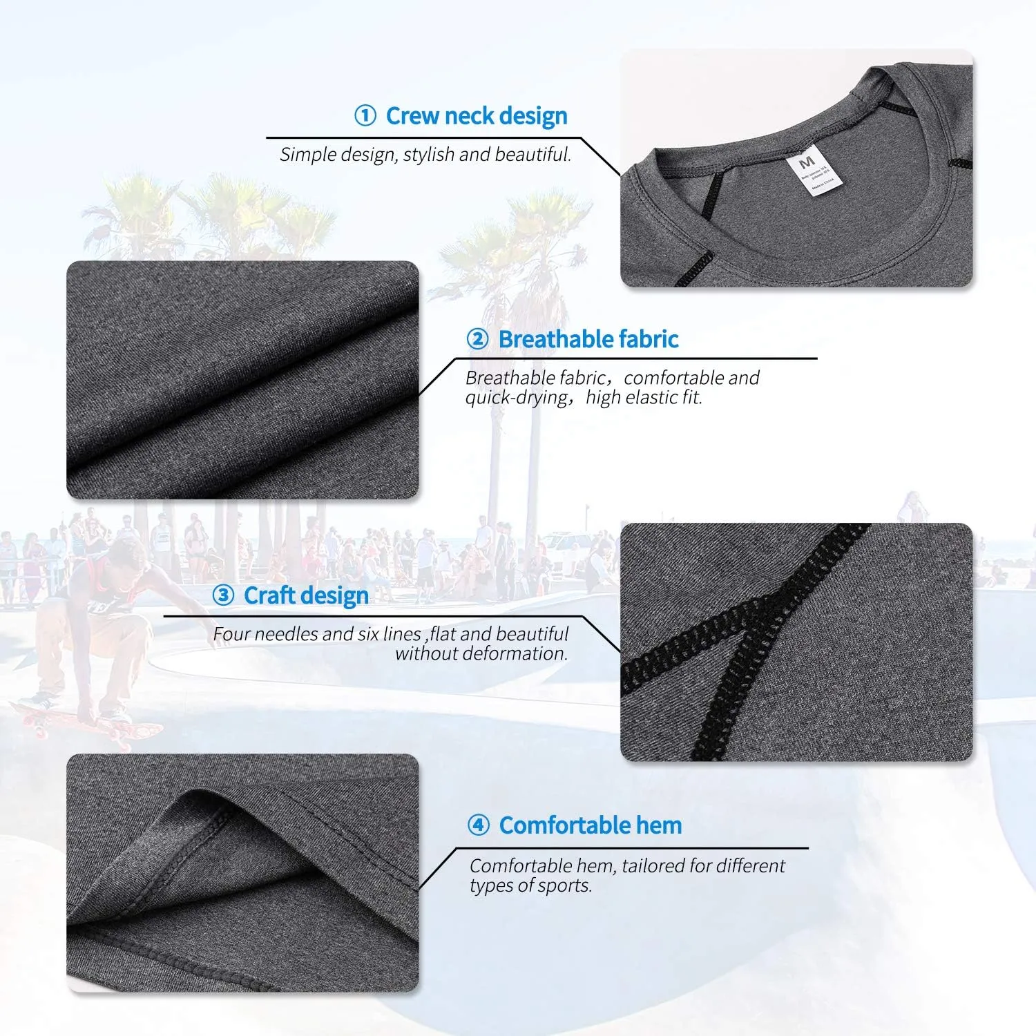 Men's Compression Shirts Short Sleeve Athletic Compression Tops Cool Dry Workout T Shirt Sports Base Layer Undershirt