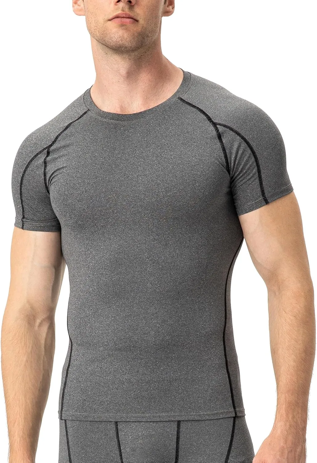Men's Compression Shirts Short Sleeve Athletic Compression Tops Cool Dry Workout T Shirt Sports Base Layer Undershirt