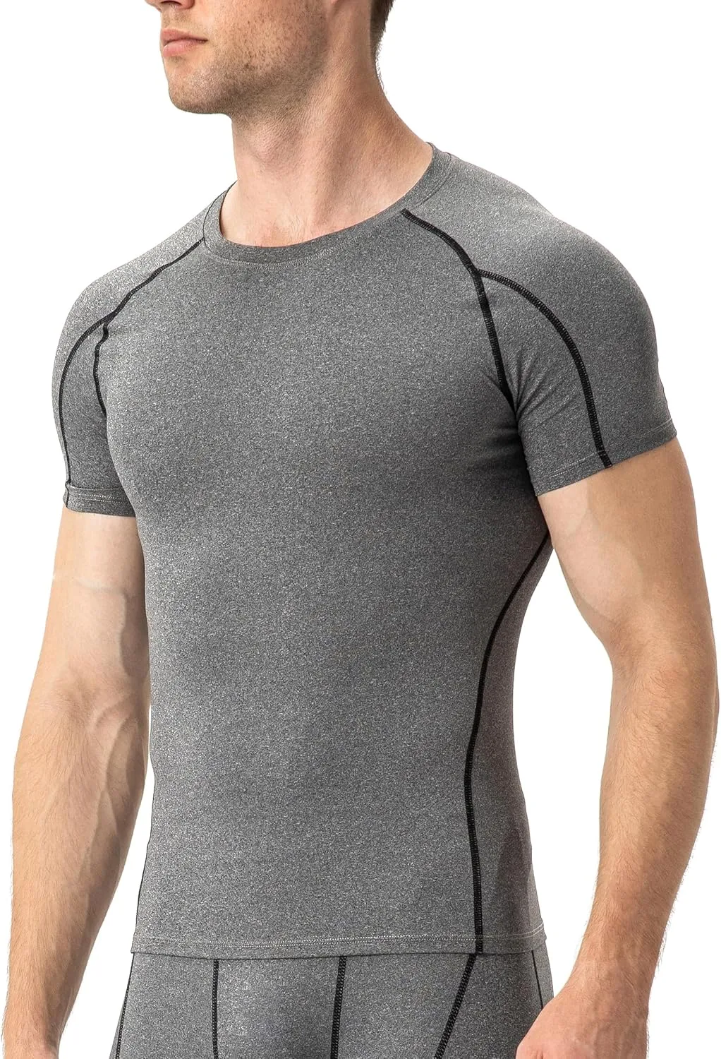 Men's Compression Shirts Short Sleeve Athletic Compression Tops Cool Dry Workout T Shirt Sports Base Layer Undershirt