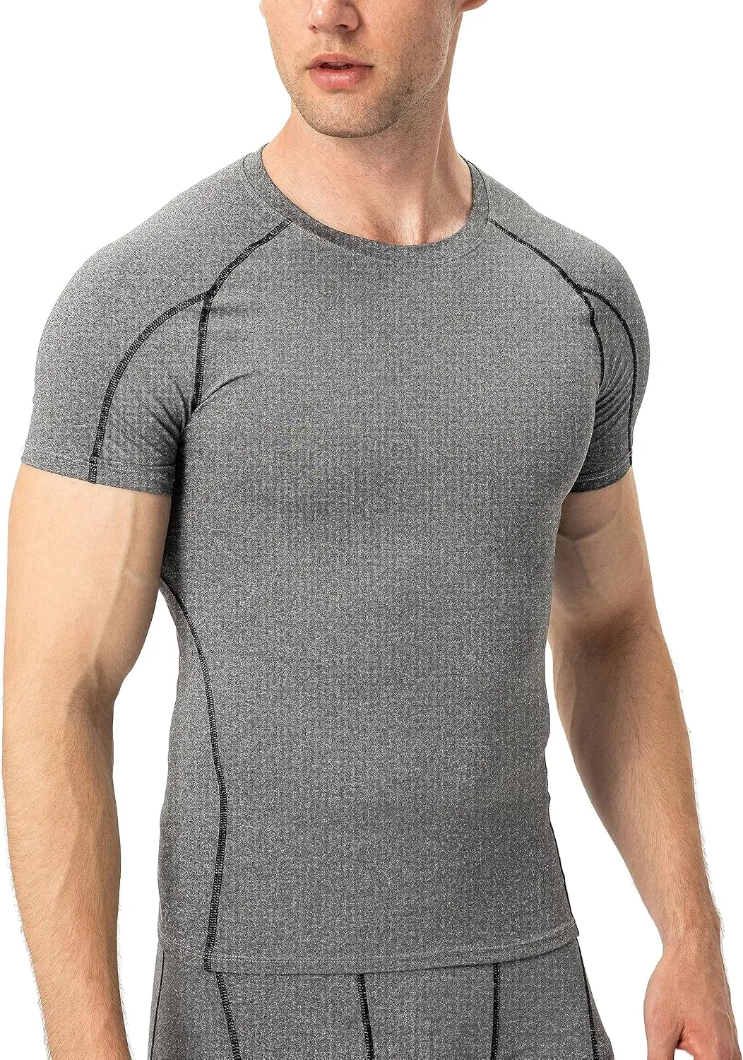 Men's Compression Shirts Short Sleeve Athletic Compression Tops Cool Dry Workout T Shirt Sports Base Layer Undershirt
