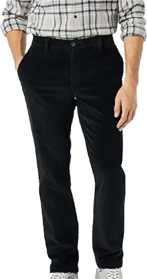Mens Corduroy Pants Vintage Casual Flat Front Straight Leg Dress Pants with Pockets Slim Fit Chino Kakhi Trousers