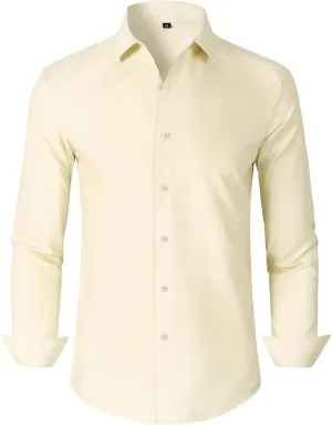Mens Grade 3.5 Wrinkle-Resistant Dress Shirts Men's Long Sleeve Button Down Work Shirt for Men