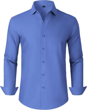 Mens Grade 3.5 Wrinkle-Resistant Dress Shirts Men's Long Sleeve Button Down Work Shirt for Men