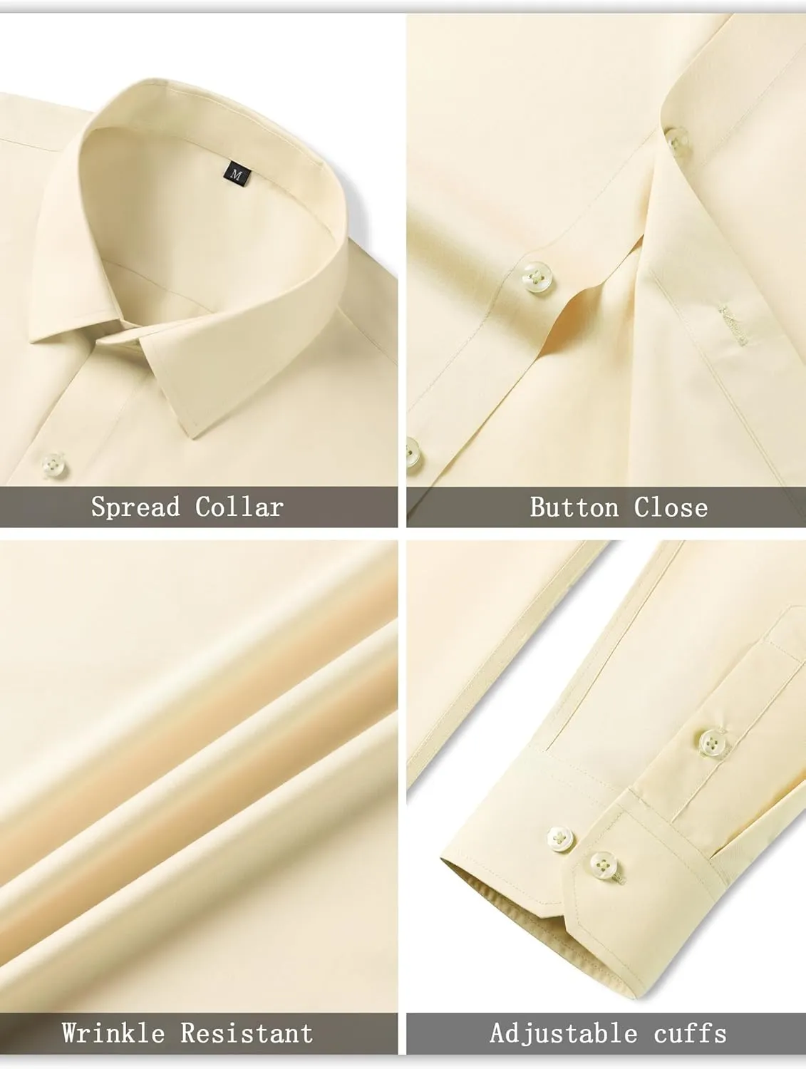 Mens Grade 3.5 Wrinkle-Resistant Dress Shirts Men's Long Sleeve Button Down Work Shirt for Men