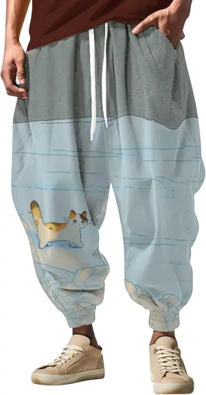 Mens Joggers Sweatpants Fashion Street Feel Casual Sweatpants Men Cotton Baggy Hippie Yoga Harem Pants Baggy