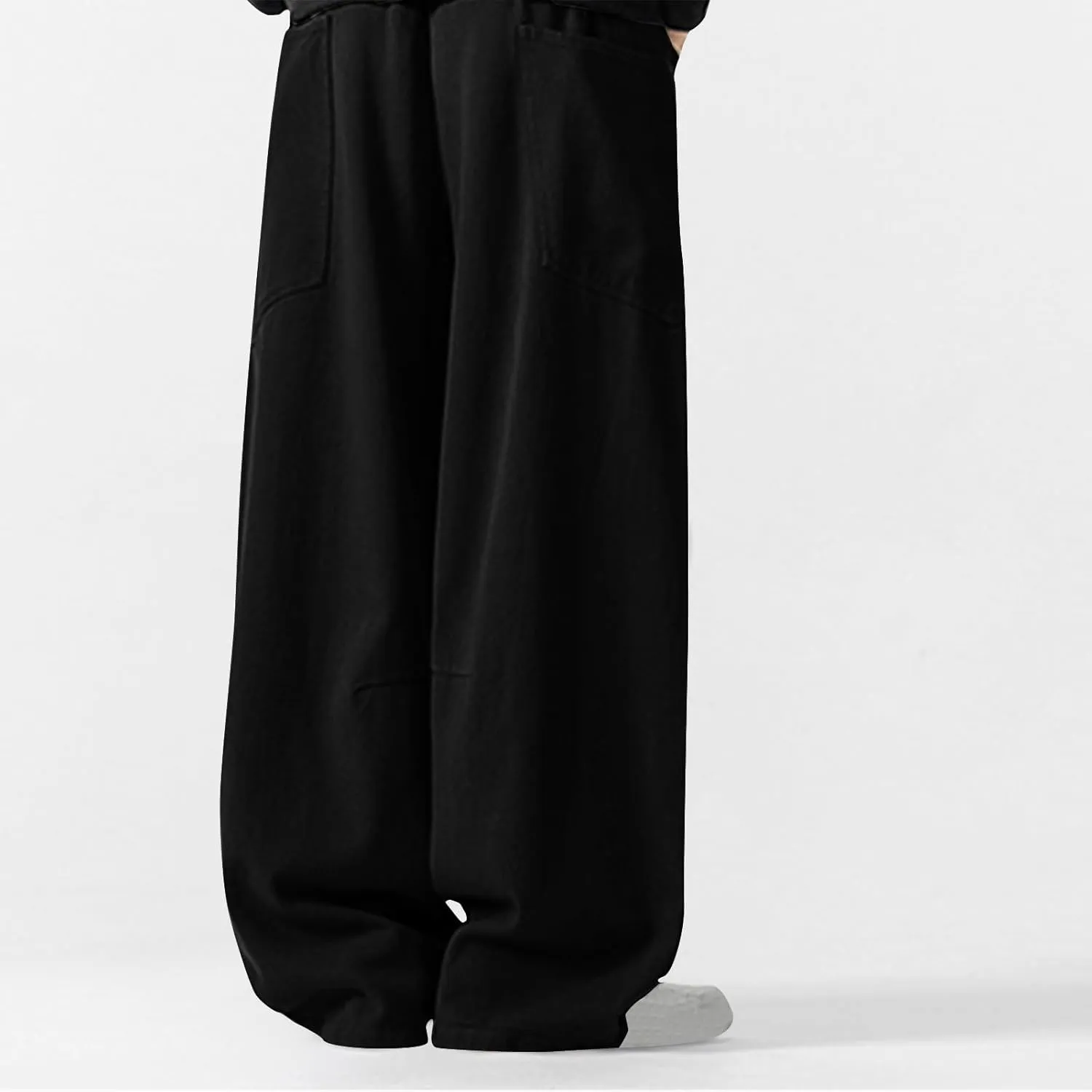 Mens Linen Harem Drawstring Sweatpants Casual Wide Leg Lightweight Trousers Summer Beach Travel Athletic Lounge Pants
