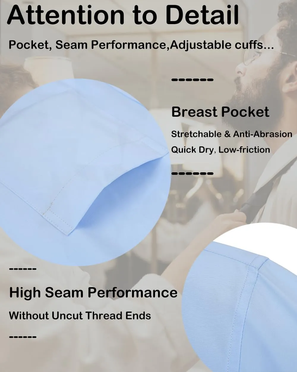 Men's Long Sleeve Dress Shirts Regular Fit and Wrinkle Free Stretch Buttown Down Shirt with Pocket