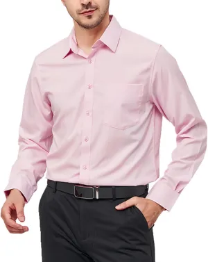 Men's Long Sleeve Dress Shirts Regular Fit and Wrinkle Free Stretch Buttown Down Shirt with Pocket