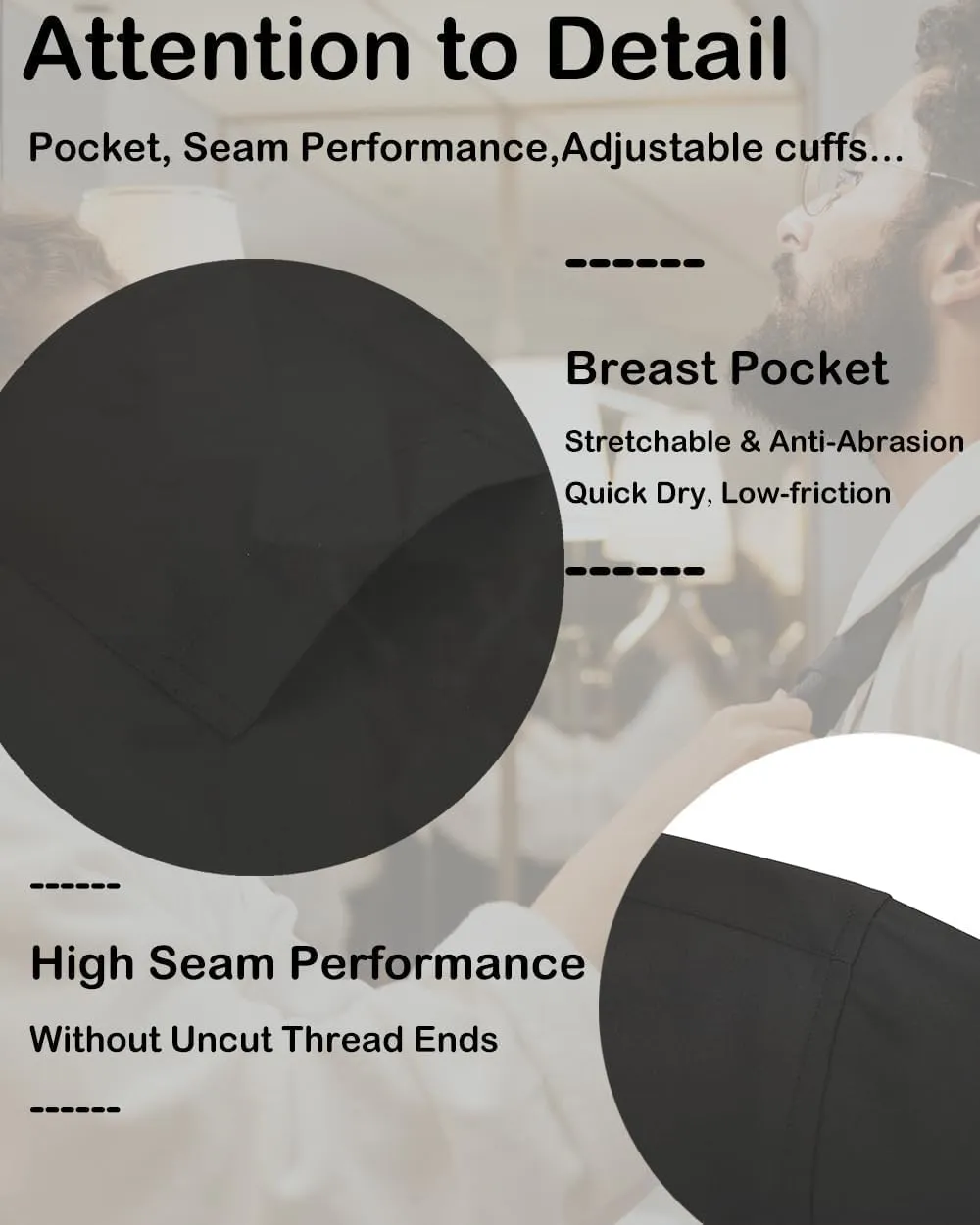Men's Long Sleeve Dress Shirts Regular Fit and Wrinkle Free Stretch Buttown Down Shirt with Pocket