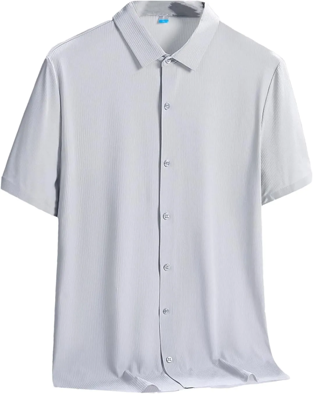 Men's Plus Size Summer Cooling Nylon Silk Quick Dry Shirts Breathable Solid Casual Short Sleeve Shirt Blouse