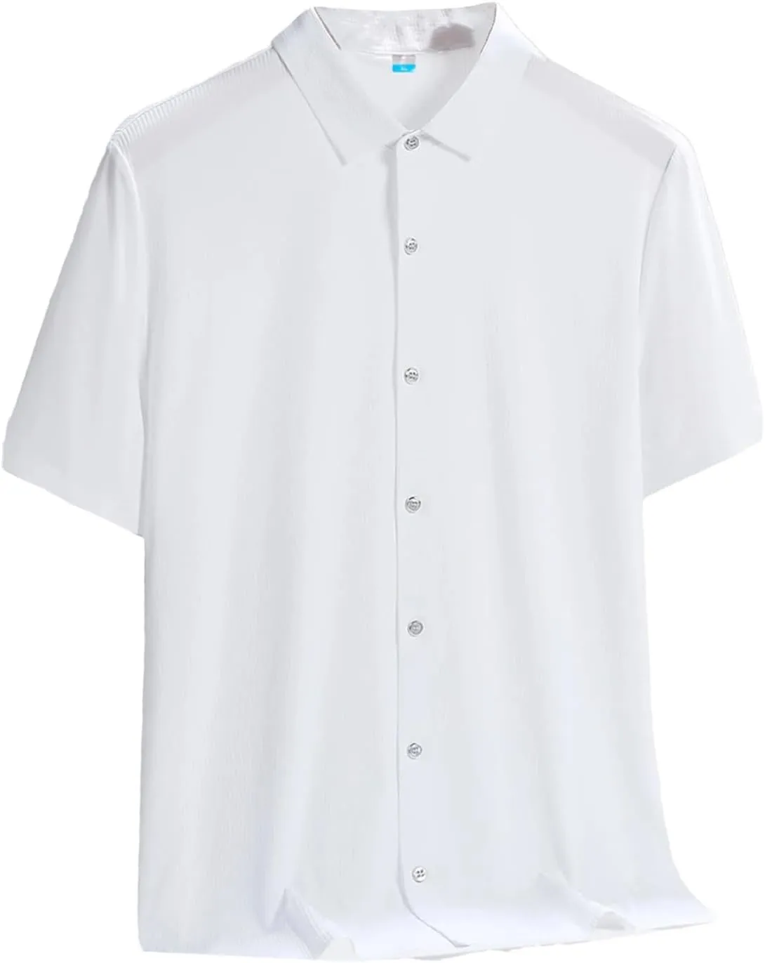 Men's Plus Size Summer Cooling Nylon Silk Quick Dry Shirts Breathable Solid Casual Short Sleeve Shirt Blouse