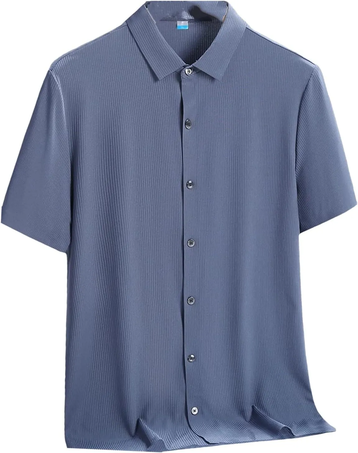 Men's Plus Size Summer Cooling Nylon Silk Quick Dry Shirts Breathable Solid Casual Short Sleeve Shirt Blouse