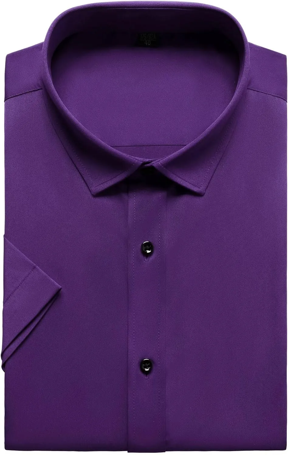 Men's Stretch Wrinkle Free Dress Shirts Formal Wedding Prom Short Sleeve Slim Fit Button Down Shirt
