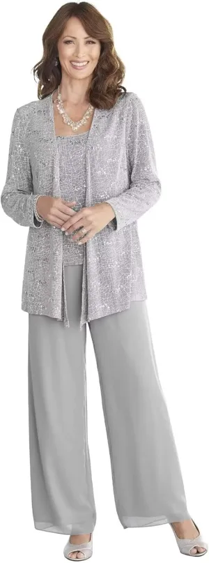 Mother of The Bride Pant Suits Grandmother Groom Dresses Women's Outfit Chiffon Lace Jumpsuit