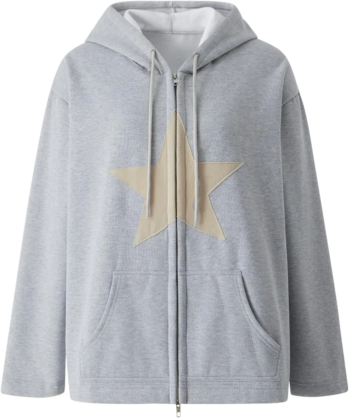 Newbgclo Women Zip Up Hoodies Y2k Vintage Stars Graphic Oversized Long Sleeve Sweatshirt E-Girl Aesthetic Jacket Streetwear