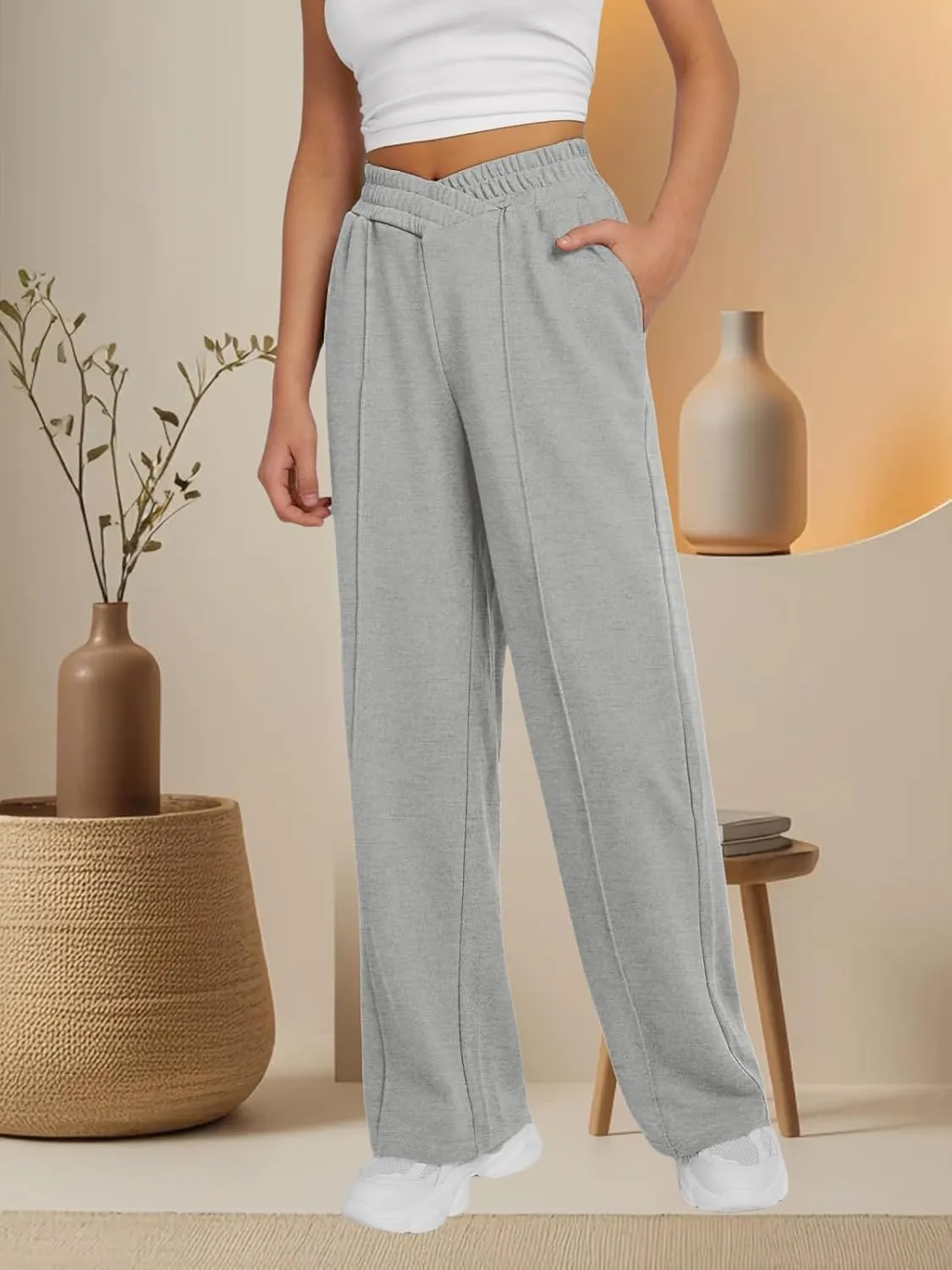 niyokki Womens Sweatpants Wide Leg Long Pants Casual Baggy Flare Sweats