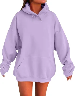 Oversized Hoodies for Women Drop Shoulder Fleece Sweatshirts Plus Size Pullover Tops 2024 Fashion Preppy Clothes