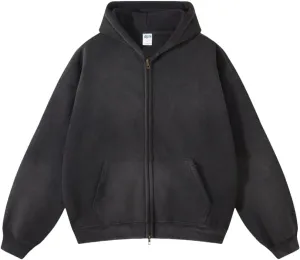 Oversized Mens Hoodies Vintage Hoodie for Men Zip Up Sweatshirt Acid Wash Streetwear Jacket