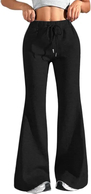 Oversized Wide Leg Sweatpants Women Elastic Drawstring Straight Leg Sweatpants Low Waisted Baggy Lounge Pants Pocket