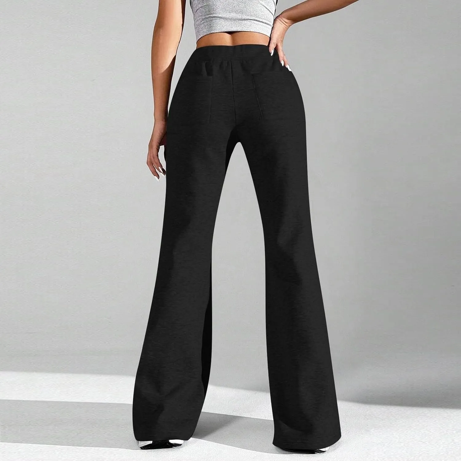 Oversized Wide Leg Sweatpants Women Elastic Drawstring Straight Leg Sweatpants Low Waisted Baggy Lounge Pants Pocket