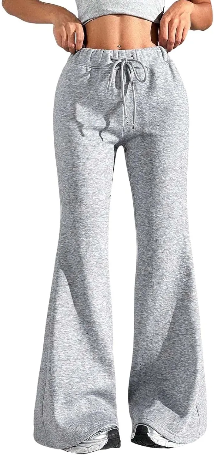 Oversized Wide Leg Sweatpants Women Elastic Drawstring Straight Leg Sweatpants Low Waisted Baggy Lounge Pants Pocket