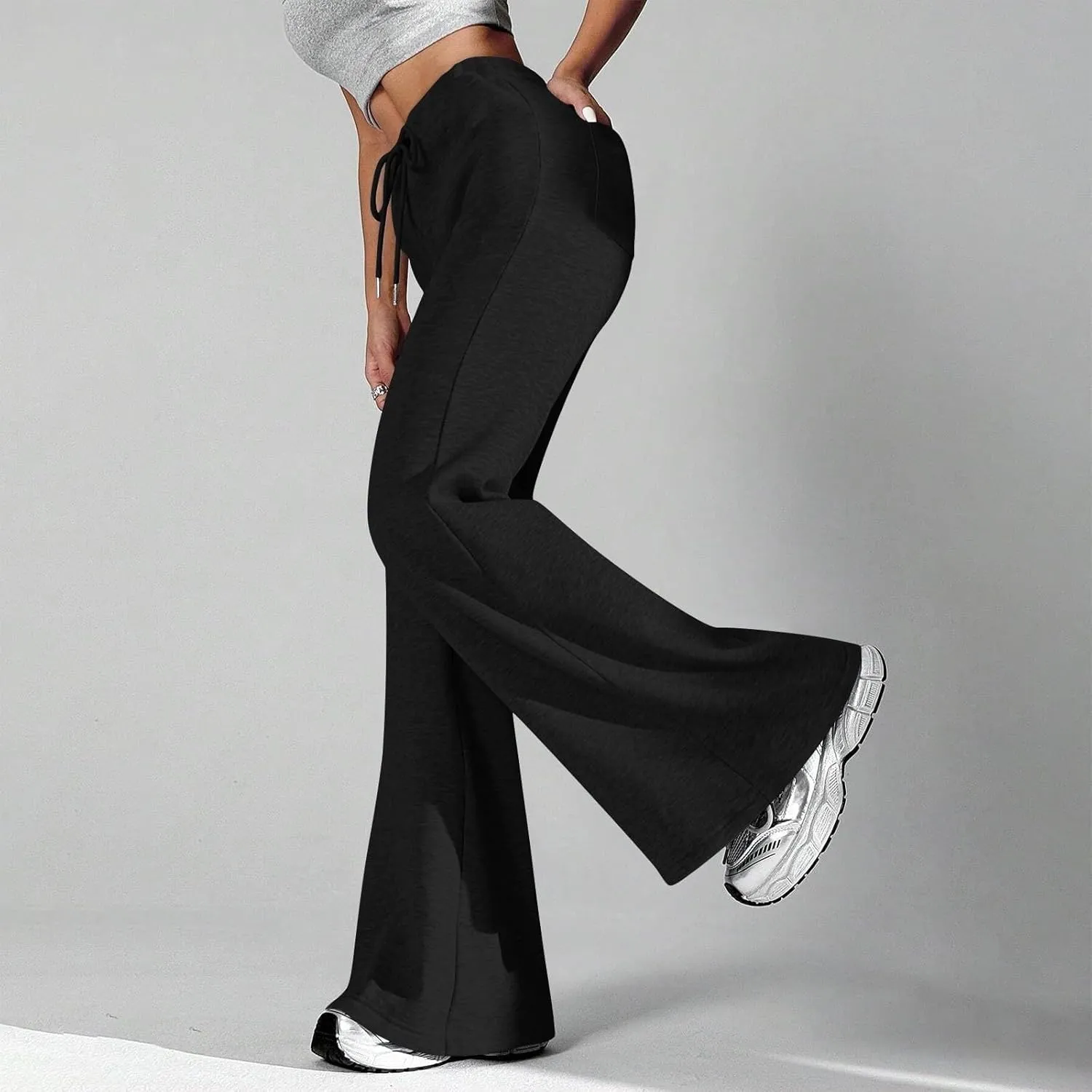 Oversized Wide Leg Sweatpants Women Elastic Drawstring Straight Leg Sweatpants Low Waisted Baggy Lounge Pants Pocket