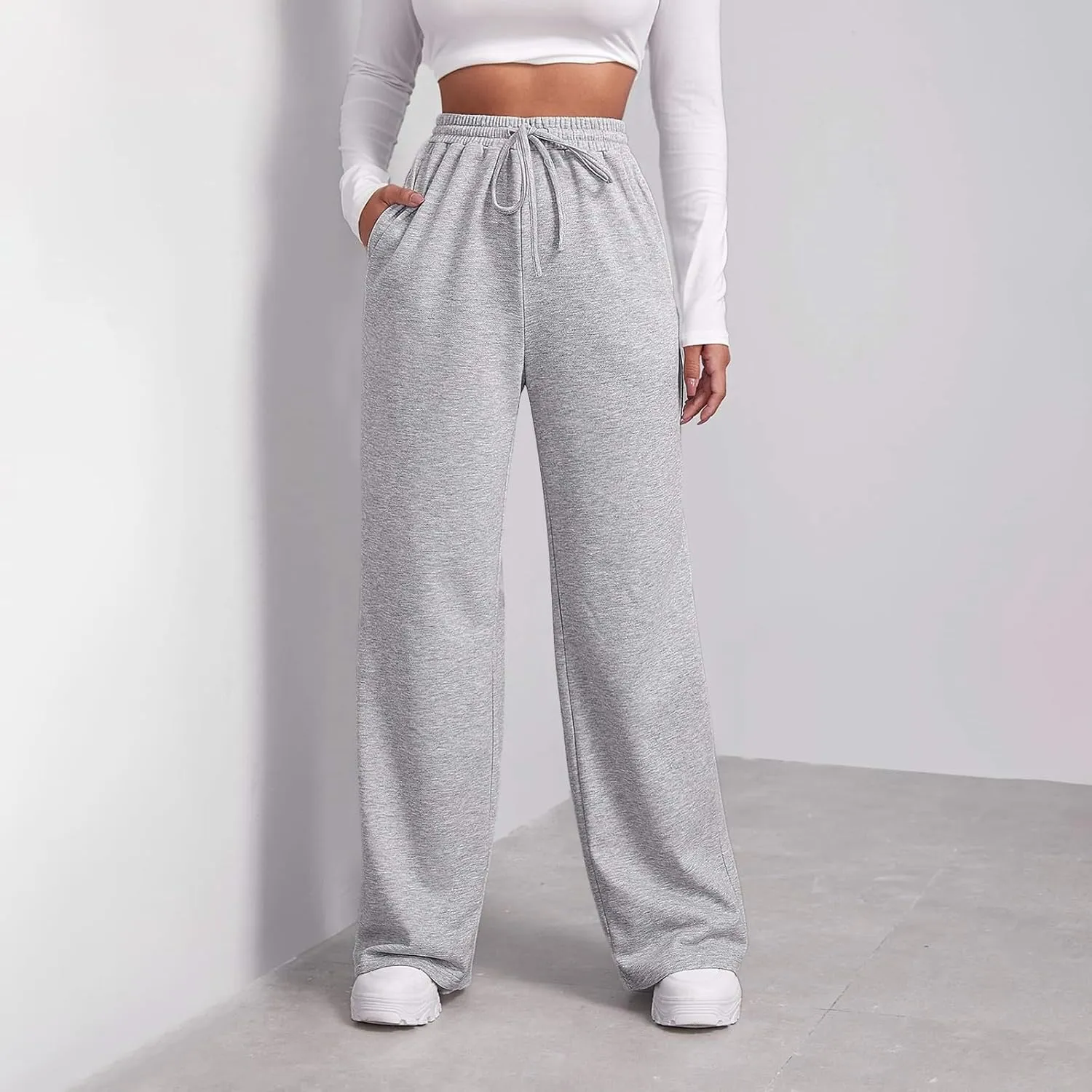 Pants for Women, Cotton Linen High Waist Wide Leg Pants Straight Summer