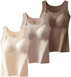 Patiyu Shop Built Bra, Winter Thickened Warm Tank Top with Shelf Bra Welfaries Women's Thermal Tank Tops Camisole Tops