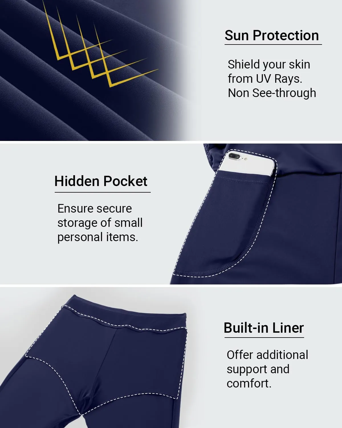 Pinup Fashion Swim Leggings with Skirt - Women Swimming Pants Capris Swimsuit High Waisted UV Swimwear Tights