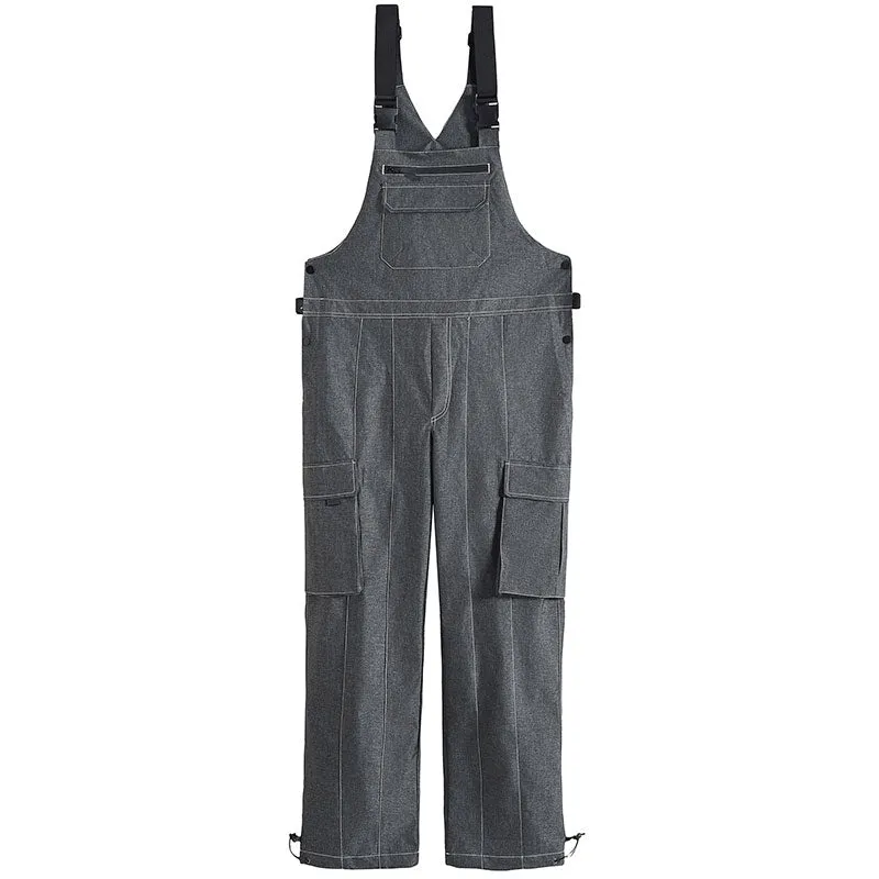 Plus Size Loose Fit Denim Strappy Ski Bibs Pants